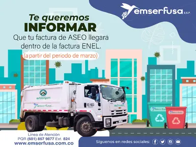 Desde este mes de marzo, se inicia cobro conjunto entre Emserfusa E.S.P y Enel Colombia en la zona rural de fusagasugá