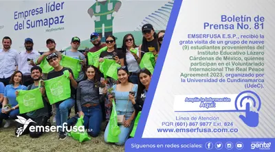 EMSERFUSA E.S.P. recibió la visita de estudiantes mexicanos en su Parque de Aprovechamiento y PTAR-Resguardo.